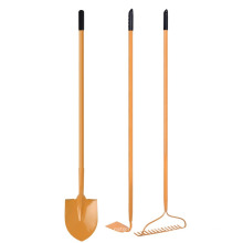 Juego de herramientas de jardín, incluyendo pala de punta redonda, pala de una pieza forjada y rastrillo de proa 14T con mango de acero largo de 48 pulgadas